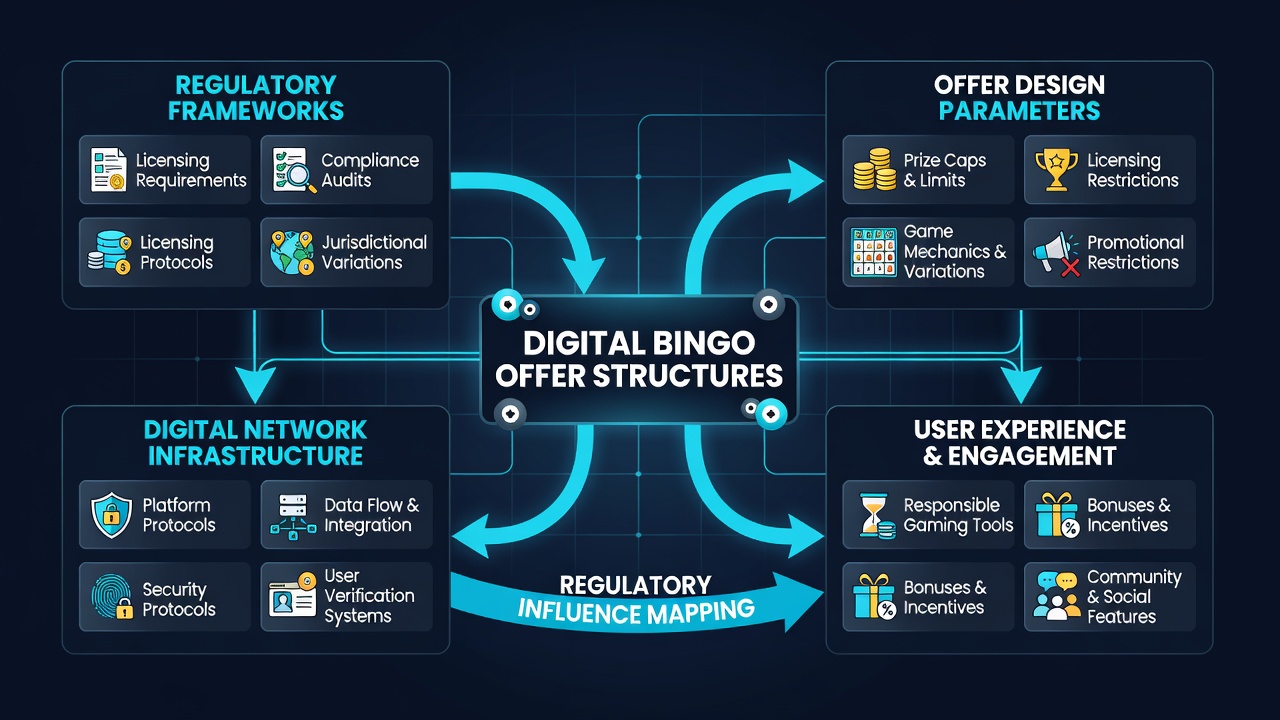 Infographic showing compliance checkpoints in digital bingo promotional workflows