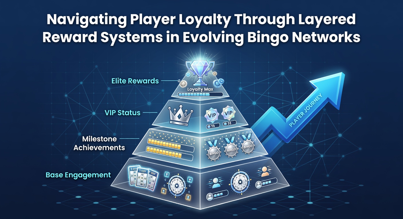 Bingo players engaging with digital reward interfaces on networked platforms showing tiered loyalty progression