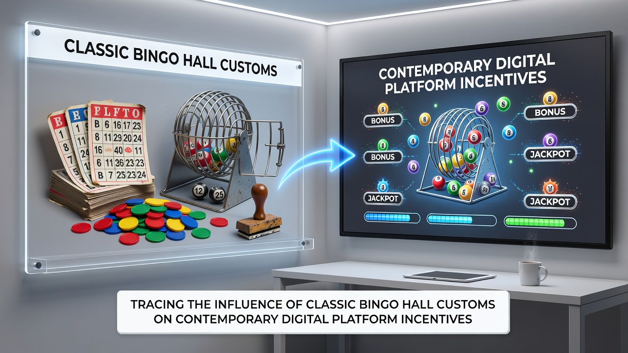 Modern digital bingo interface displaying pattern bonuses and community chat features